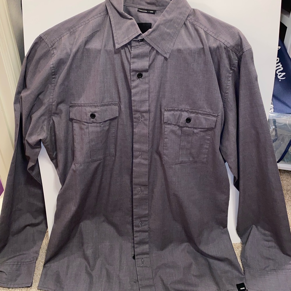 Grey button down shirt